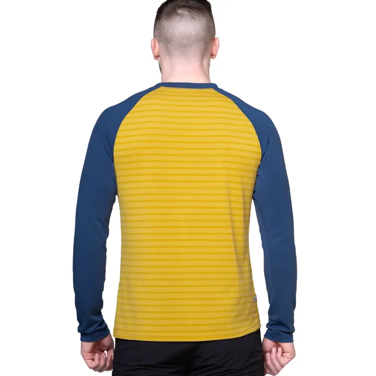 T-Shirts & Baselayers-Mountain Equipment Mens Redline LS Tee - Acid Stripe-Denim