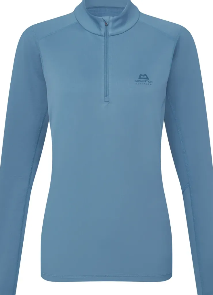 T-Shirts & Baselayers-Mountain Equipment Womens Cerrig LS Zip-T - Stellar Blue
