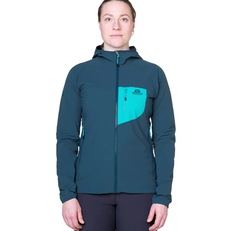 Softshell Jackets-Mountain Equipment Womens Echo Hooded Jacket - Majolica-Topaz