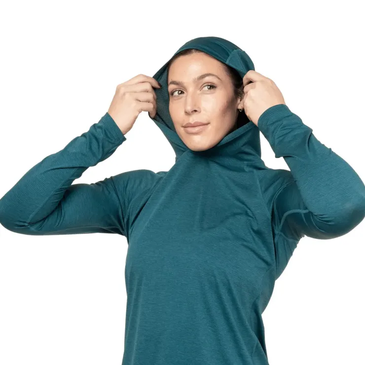 T-Shirts & Baselayers-Mountain Equipment Womens Glace Hooded Top - Majolica Blue