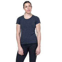 T-Shirts & Baselayers-Mountain Equipment Womens Groundup Stripe Tee - Bluefin Stripe