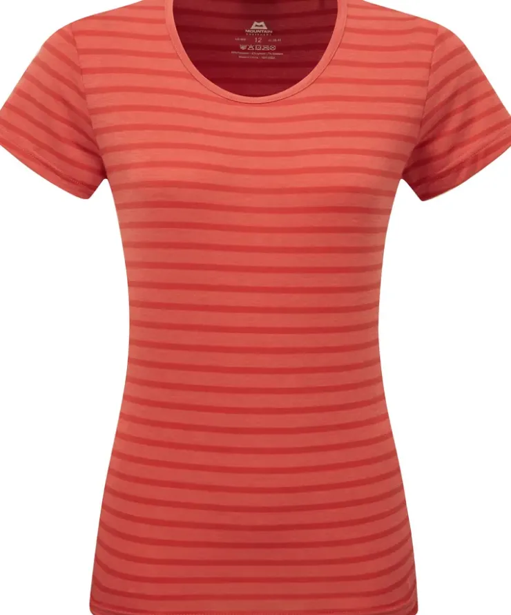 T-Shirts & Baselayers-Mountain Equipment Womens Groundup Stripe Tee - Rosewood Stripe