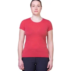 T-Shirts & Baselayers-Mountain Equipment Womens Groundup Stripe Tee - Rosewood Stripe