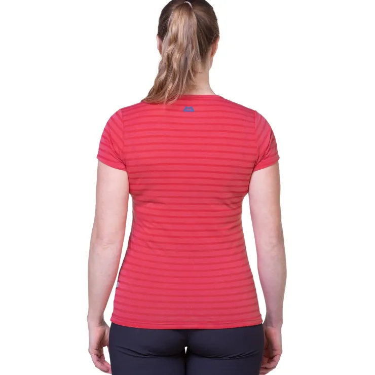 T-Shirts & Baselayers-Mountain Equipment Womens Groundup Stripe Tee - Rosewood Stripe