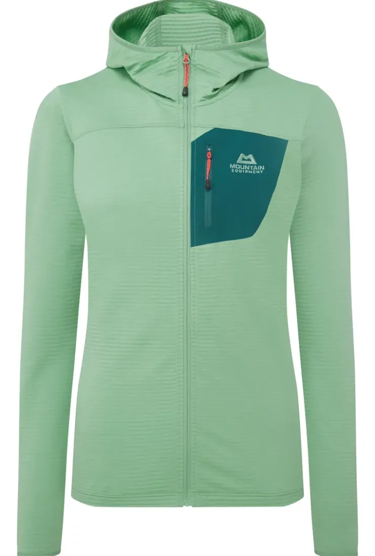 Fleece & Mid Layer-Mountain Equipment Womens Lumiko Hooded Jacket - Lichen Green-Deep Teal
