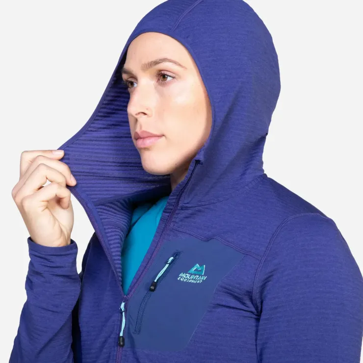 Fleece & Mid Layer-Mountain Equipment Womens Lumiko Hooded Jacket - Lichen Green-Deep Teal