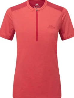 T-Shirts & Baselayers-Mountain Equipment Womens Nava SS Zip T - Hibiscus-Capsicum
