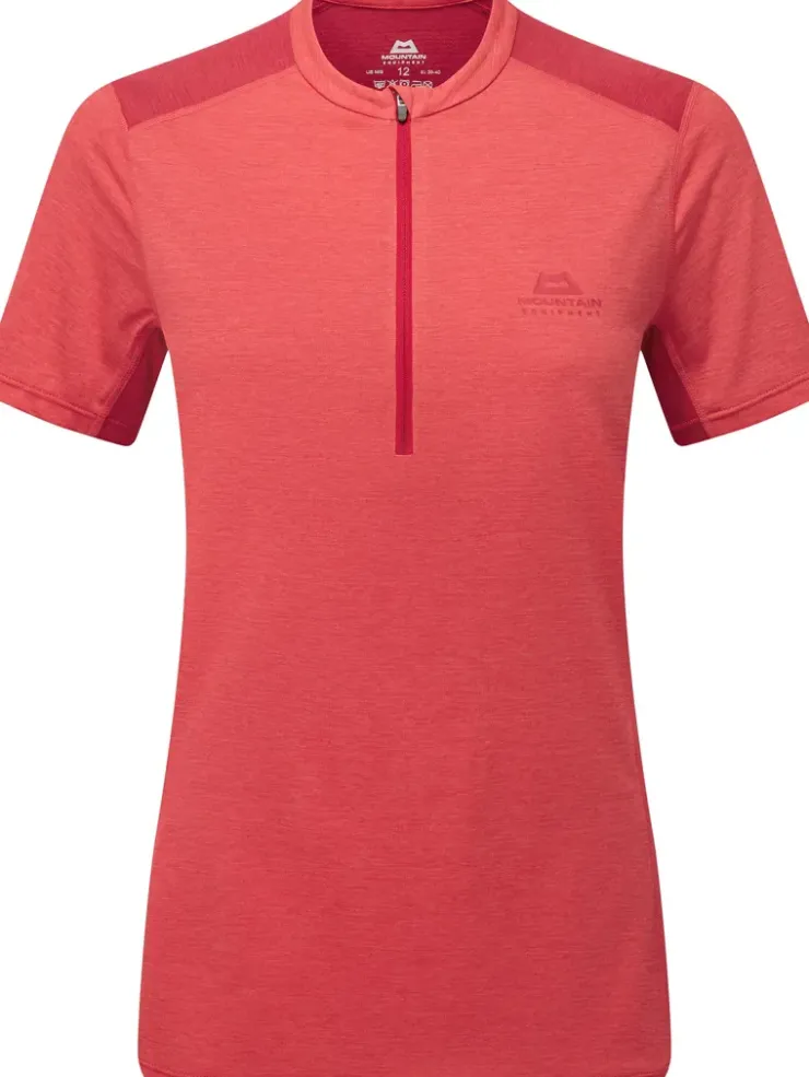 T-Shirts & Baselayers-Mountain Equipment Womens Nava SS Zip T - Hibiscus-Capsicum