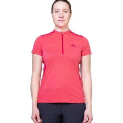 T-Shirts & Baselayers-Mountain Equipment Womens Nava SS Zip T - Hibiscus-Capsicum