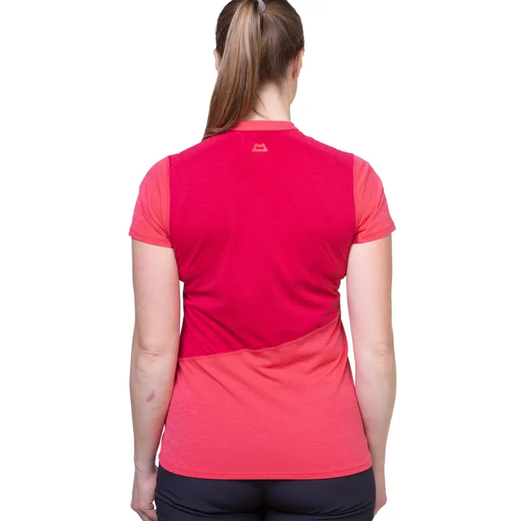T-Shirts & Baselayers-Mountain Equipment Womens Nava SS Zip T - Hibiscus-Capsicum