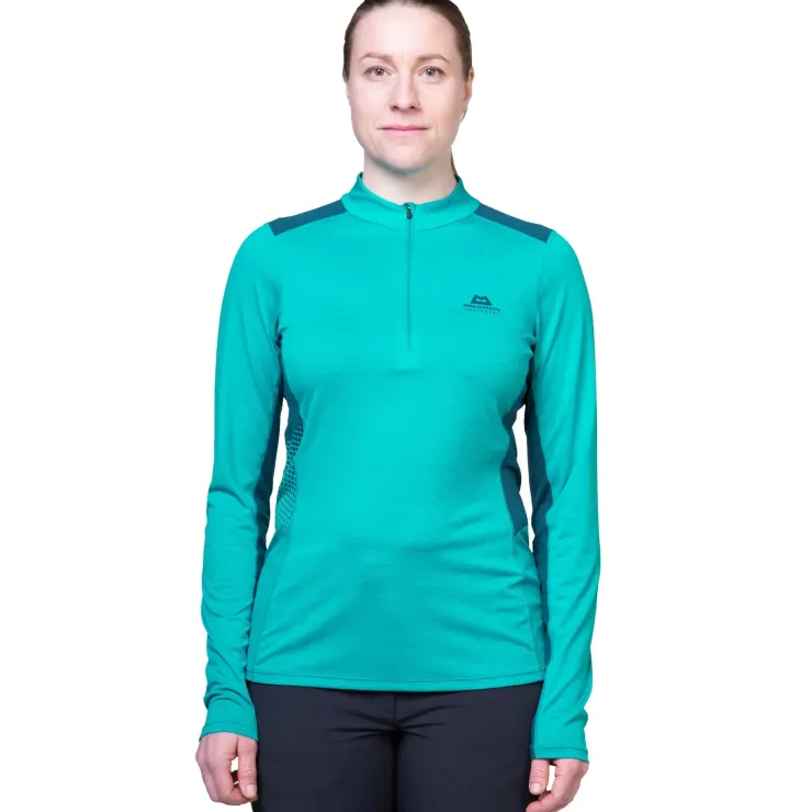 T-Shirts & Baselayers-Mountain Equipment Womens Nava LS Zip T - Vivid-Clematis