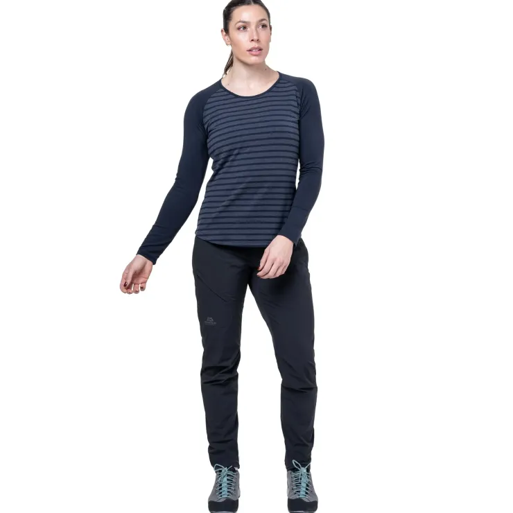 T-Shirts & Baselayers-Mountain Equipment Womens Redline LS Tee - Cosmos Stripe-Cosmos