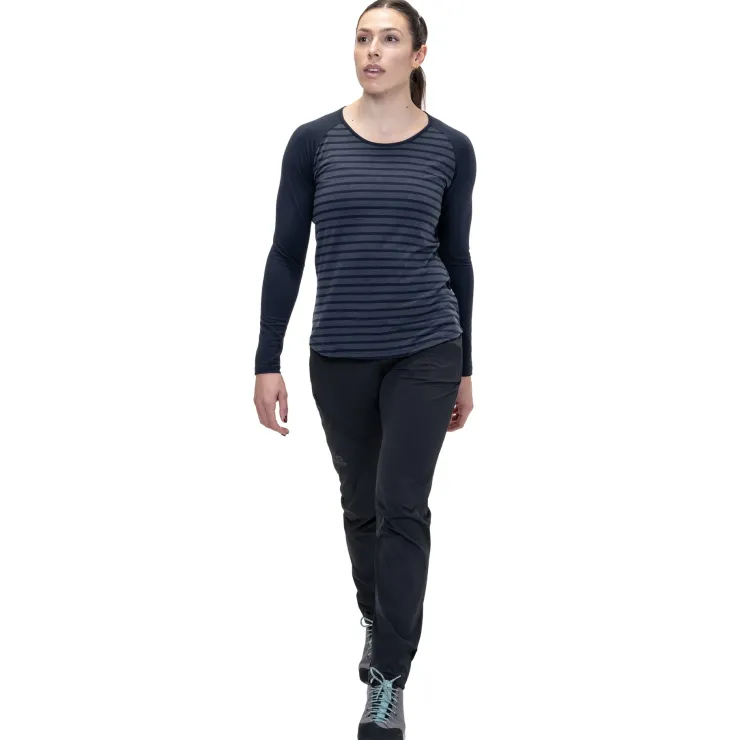 T-Shirts & Baselayers-Mountain Equipment Womens Redline LS Tee - Cosmos Stripe-Cosmos