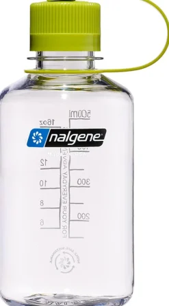 Water Bottles-Nalgene Tritan Sustain Narrow Mouth Bottle - 0.5L - Clear-Green Cap