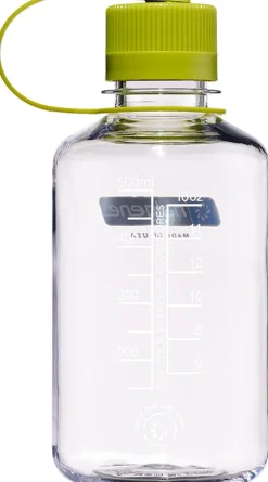 Water Bottles-Nalgene Tritan Sustain Narrow Mouth Bottle - 0.5L - Clear-Green Cap