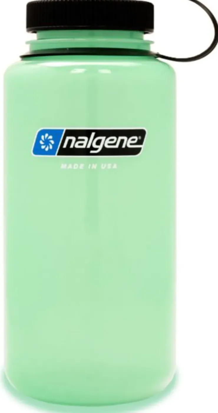 Water Bottles-Nalgene Tritan Sustain Wide Mouth Bottle - 1L - Glow Green