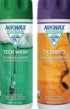 Clothing Cleaning & Proofing-Nikwax Tech Wash and TX.Direct Wash-In Twin Pack - 300ml