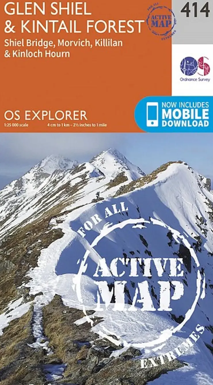 Maps And Books-Ordnance Survey OS Explorer - Active Map 414 - Glen Shiel and Kintail Forest