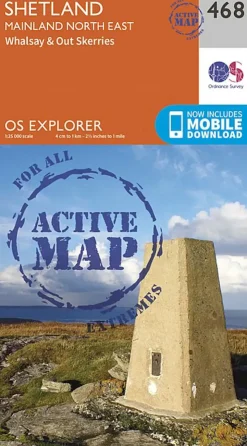 Maps And Books-Ordnance Survey OS Explorer - Active Map 468 - Shetland - Mainland North East