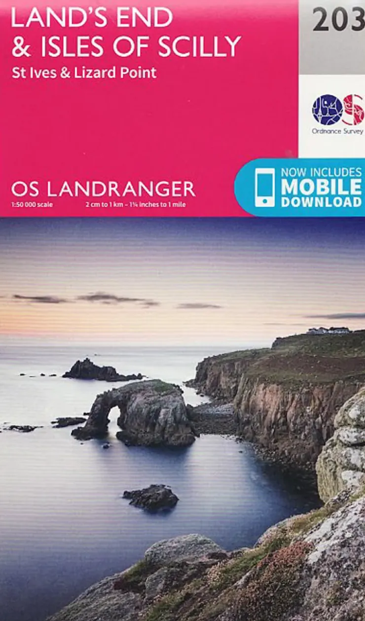 Maps And Books-Ordnance Survey OS Landranger Map 203 - Lands End and Isles of Scilly - St Ives and Lizard Point