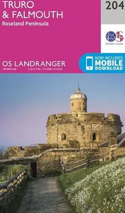 Maps And Books-Ordnance Survey OS Landranger Map 204 - Truro and Falmouth - Roseland Peninsula