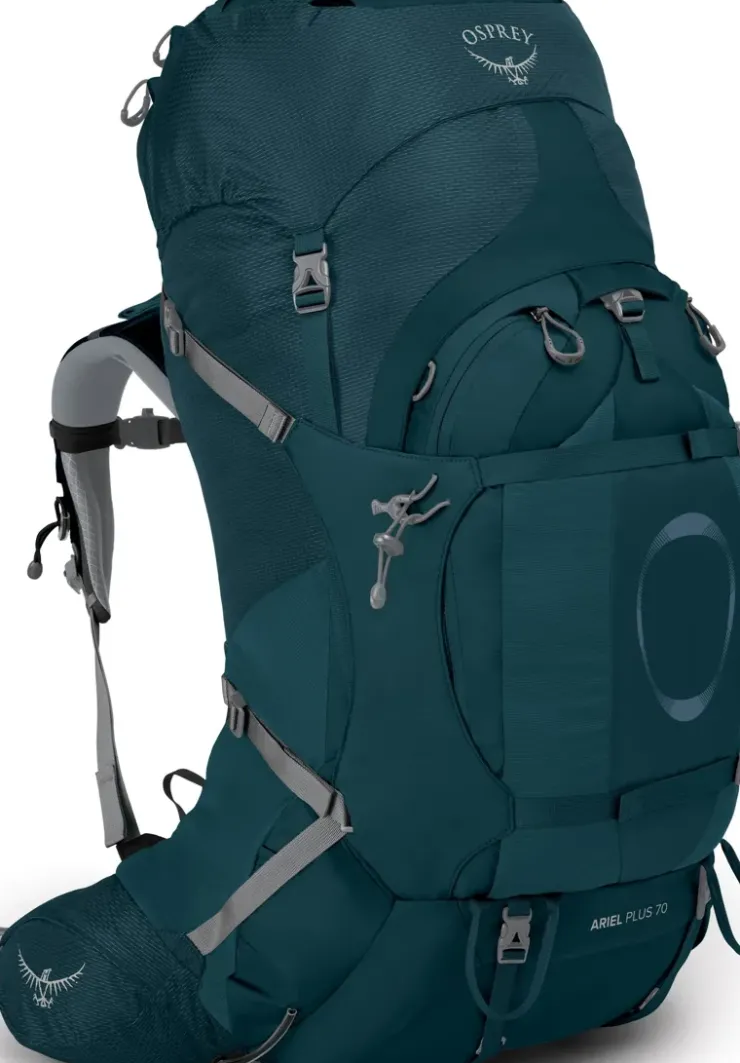 Backpacking Packs-Osprey Womens Ariel Plus 70 Rucksack - Night Jungle Blue