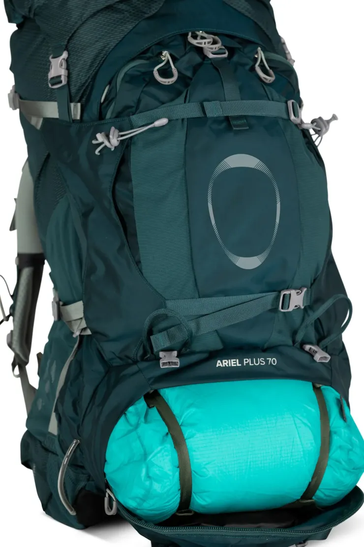 Backpacking Packs-Osprey Womens Ariel Plus 70 Rucksack - Night Jungle Blue