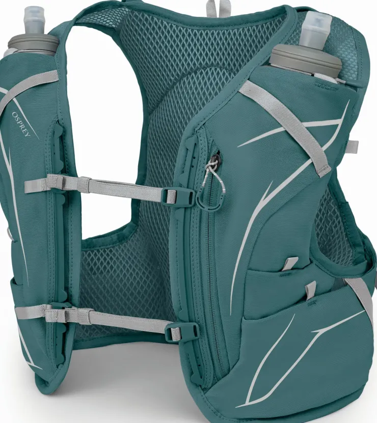 Fast & Light Rucksacks And Vests-Osprey Womens Dyna 6 with Flasks - Cascade Blue-Silver Lining