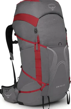 Backpacking Packs-Osprey Womens Eja Pro 55 Rucksack - Dale Grey-Poinsettia Red