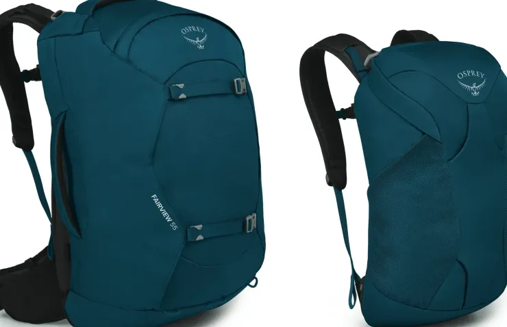 Luggage & Carry-On-Osprey Womens Fairview 55 Travel Pack - Night Jungle Blue