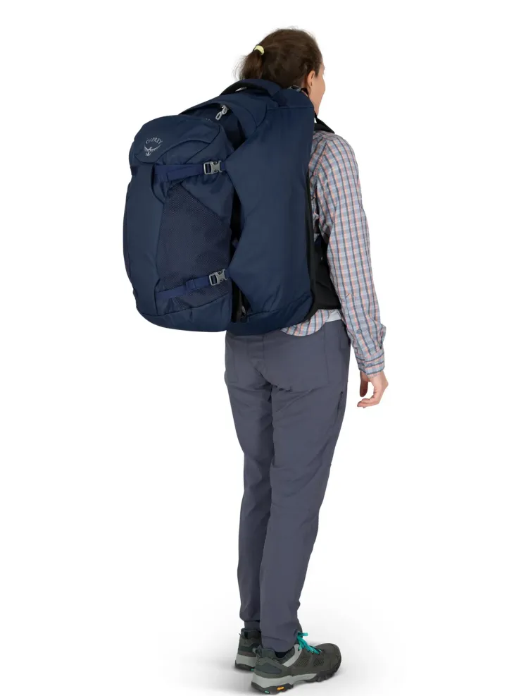 Luggage & Carry-On-Osprey Womens Fairview 55 Travel Pack - Night Jungle Blue