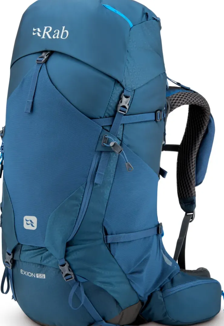 Backpacking Packs-Rab Exion 55 Rucksack - Tempest Blue - M-L