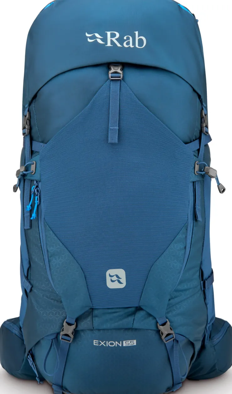 Backpacking Packs-Rab Exion 55 Rucksack - Tempest Blue - M-L