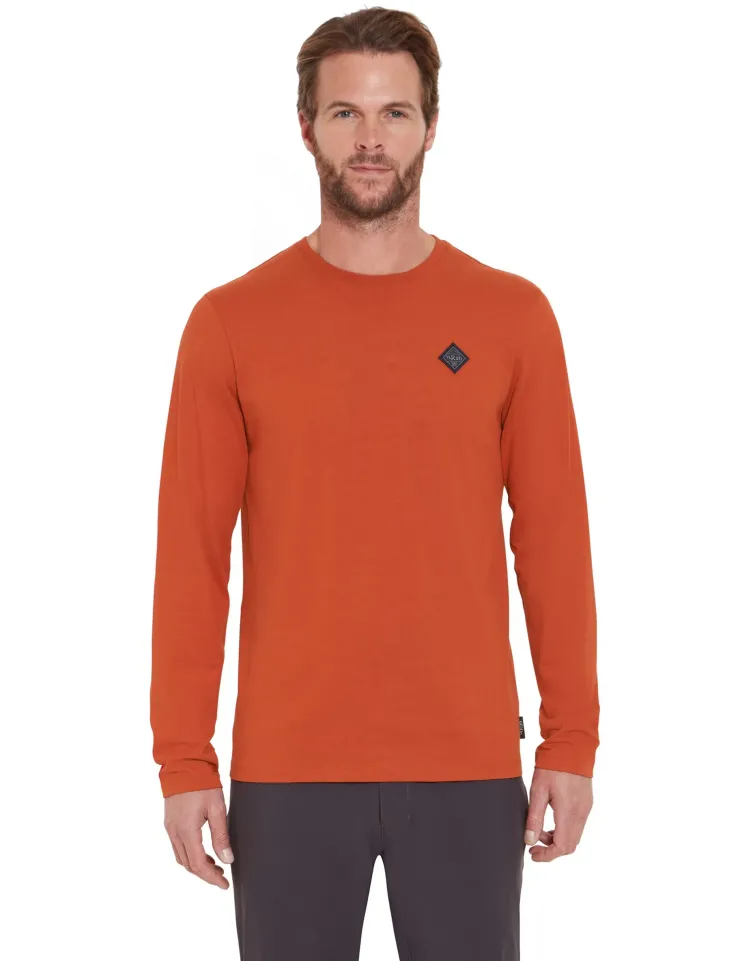 T-Shirts & Baselayers-Rab Mens Basecamp Logo Badge LS Tee - Red Clay