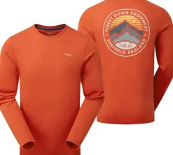 T-Shirts & Baselayers-Rab Mens Basecamp 3 Peaks LS Tee - Red Clay
