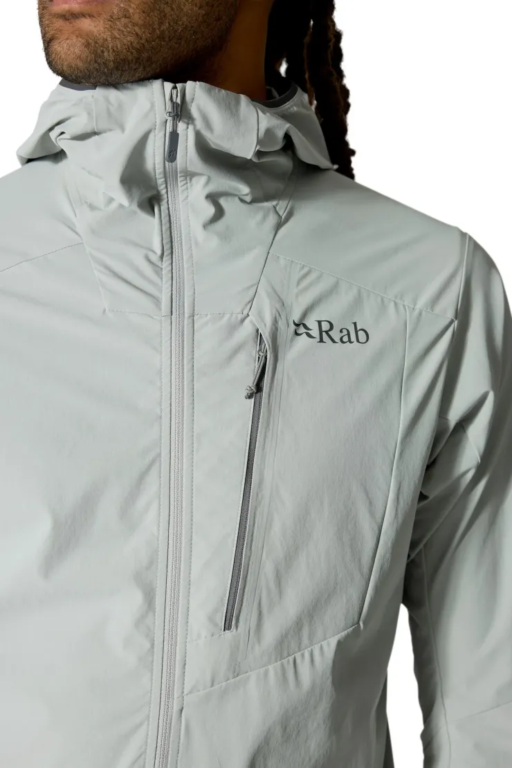 Softshell Jackets-Rab Mens Borealis Alpine Hoody - Light Zinc