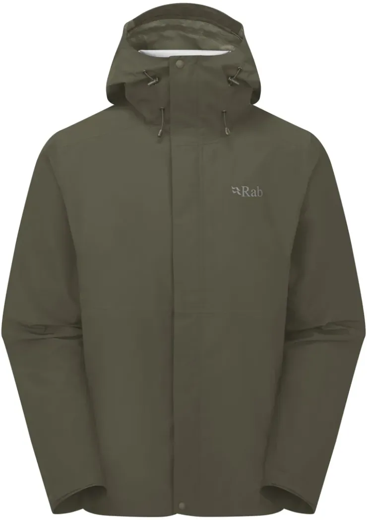 Waterproof Jackets-Rab Mens Downpour Jacket - Army