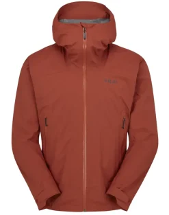 Waterproof Jackets-Rab Mens Downpour Light Jacket - Tuscan Red