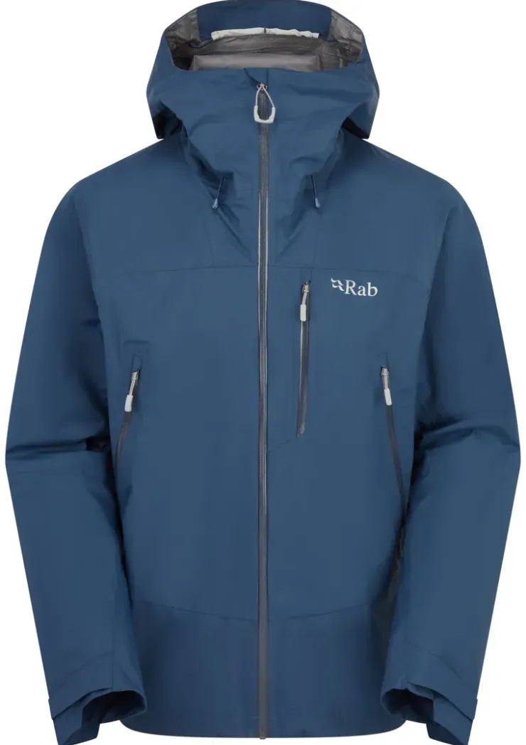 Waterproof Jackets-Rab Mens Downpour Mountain Jacket - Tempest Blue