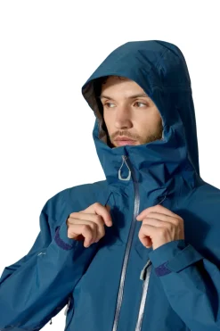 Waterproof Jackets-Rab Mens Downpour Mountain Jacket - Tempest Blue