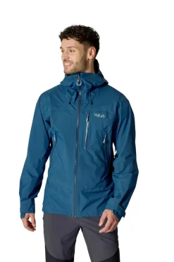 Waterproof Jackets-Rab Mens Downpour Mountain Jacket - Tempest Blue
