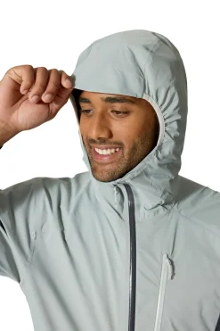 Waterproof Jackets-Rab Mens Downpour Trail Light Jacket - Light Zinc-Anthracite