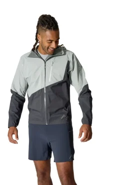 Waterproof Jackets-Rab Mens Downpour Trail Light Jacket - Light Zinc-Anthracite