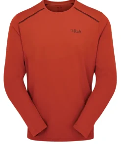 T-Shirts & Baselayers-Rab Mens Force Long Sleeved Tee - Tuscan Red