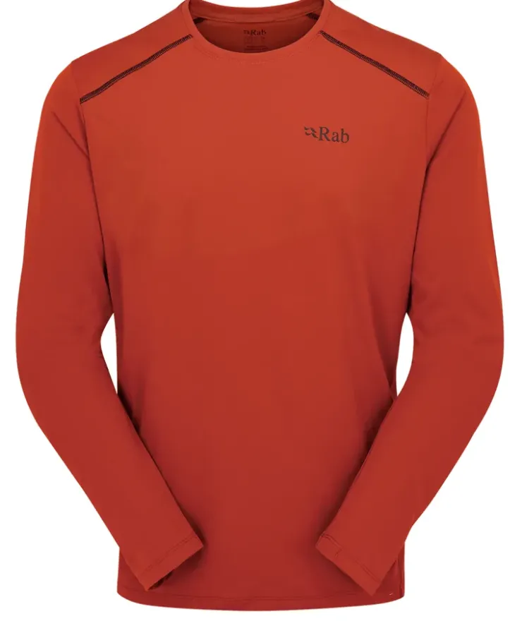 T-Shirts & Baselayers-Rab Mens Force Long Sleeved Tee - Tuscan Red