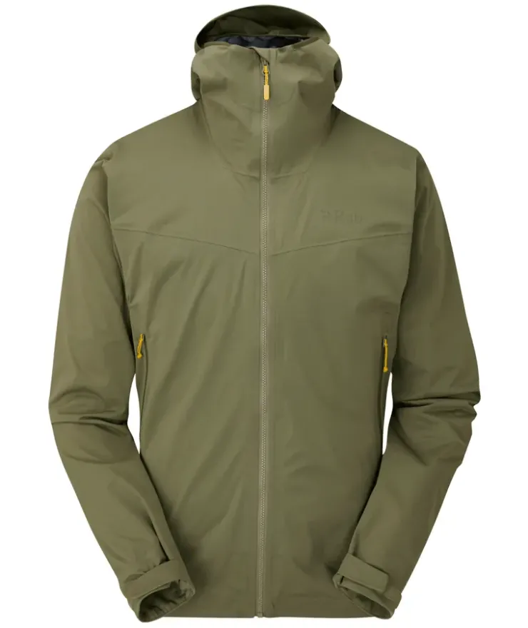 Waterproof Jackets-Rab Mens Kinetic 2.0 Jacket - Light Khaki