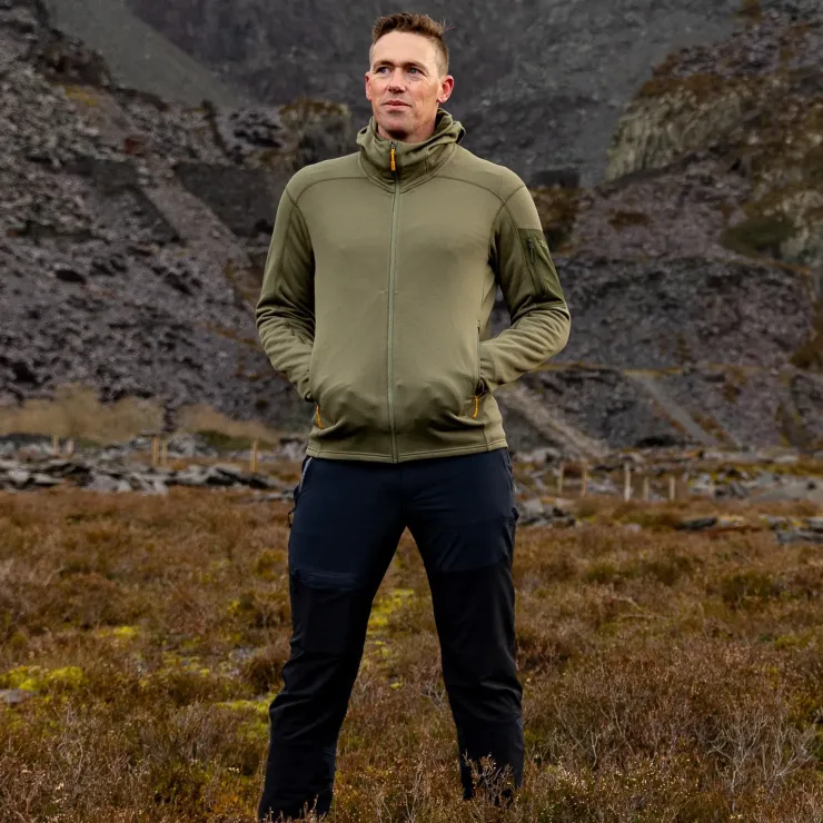Fleece & Mid Layer-Rab Mens Modulus Hoody - Light Khaki