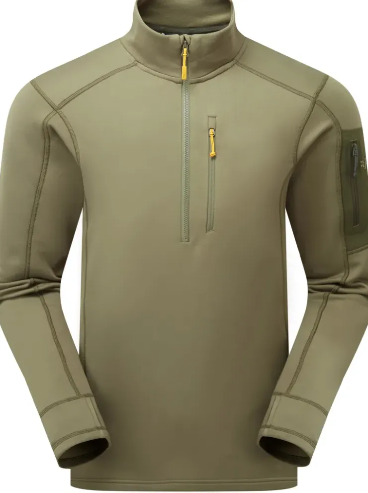 Fleece & Mid Layer-Rab Mens Modulus Pull-On - Light Khaki