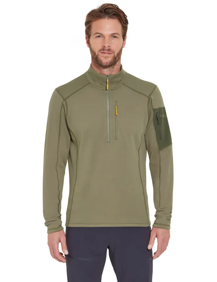 Fleece & Mid Layer-Rab Mens Modulus Pull-On - Light Khaki