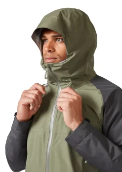 Waterproof Jackets-Rab Mens Namche Paclite Jacket - Graphene-Light Khaki